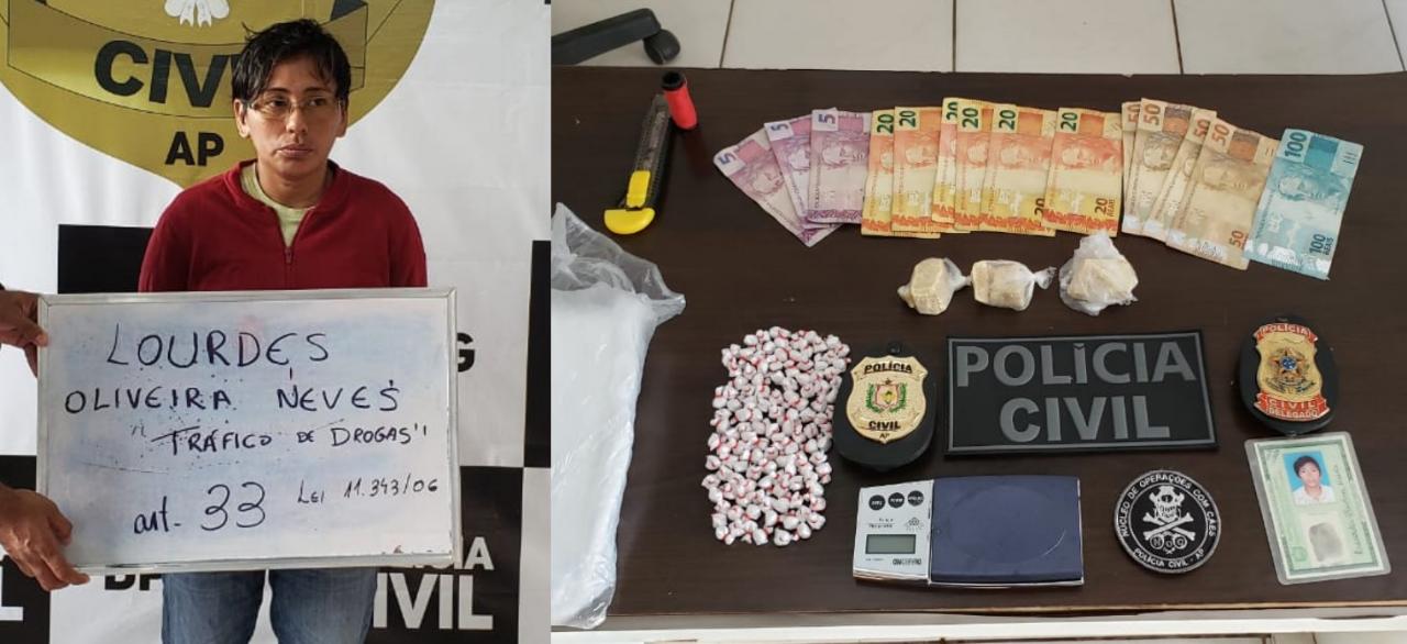 POLÍCIA CIVIL PRENDE MULHER COM MAIS DE 100 PORÇÕES DE CRACK EM PORTO GRANDE